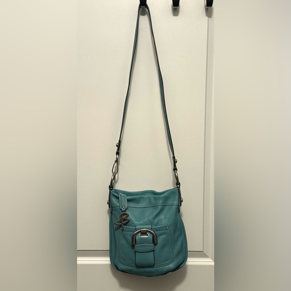 B. Makowsky Aqua Shoulder Bag with Silver Accents - Picture 4 of 8